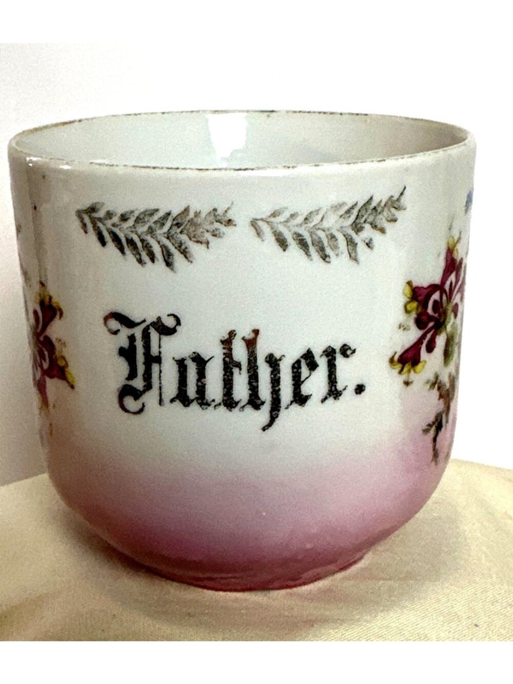German Porcelain Father Mustache Shaving Mug 1920s Antique Victorian Nostalgia